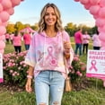 thumbnail image 5 of In October We Wear Pink Shirt 3D Pink Ribbon Hummingbird Floral Gradient Print Breast Cancer Hoodies 3/4 Sleeve Breast Cancer Sweatshirts For Women, 5 of 5