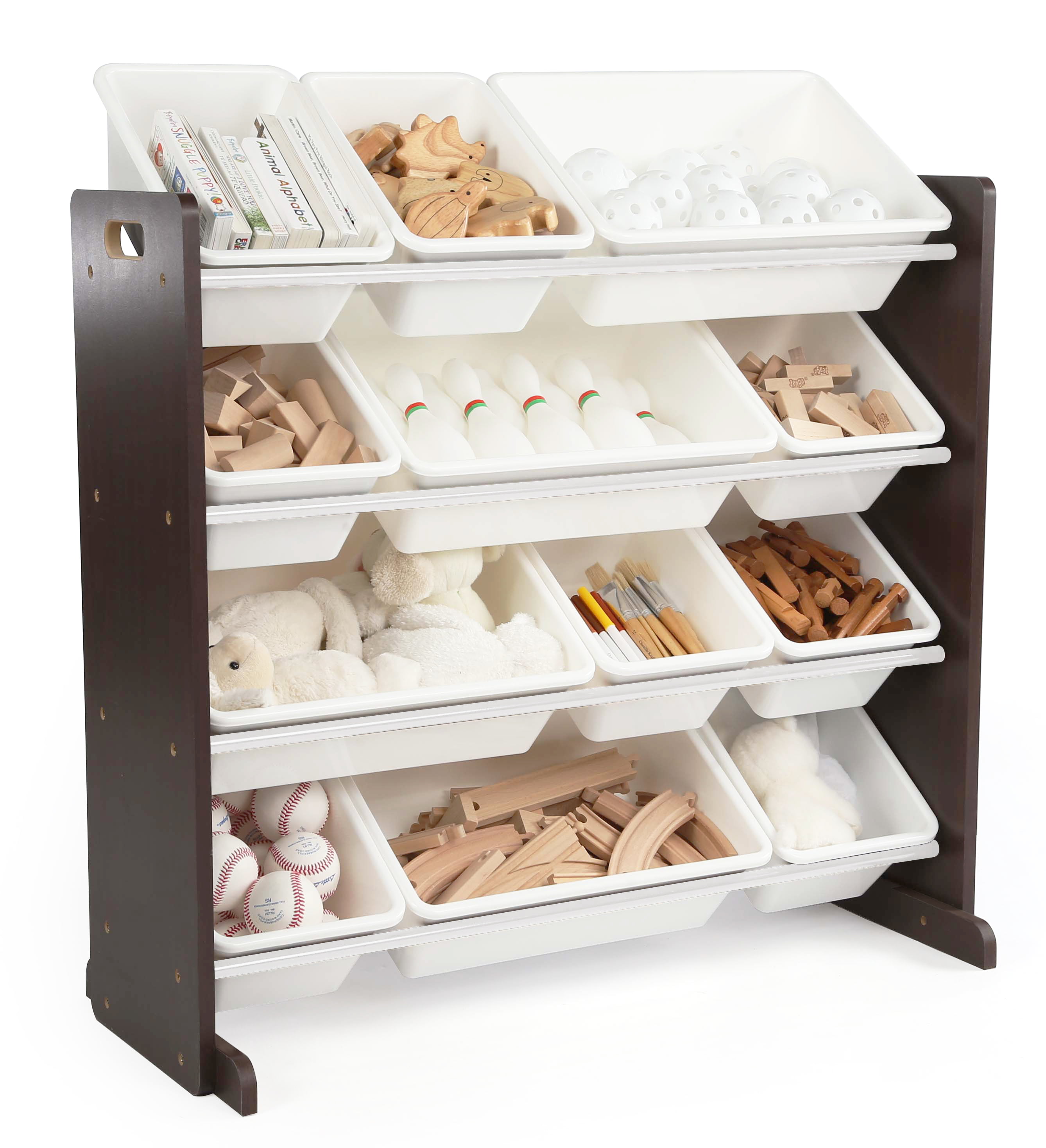 Humble Crew Children Plastic Organizing Rack with 12 Bins, Espresso and White - image 3 of 9