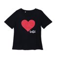 thumbnail image 2 of T-shirt Décontracté Parent-Enfant, Haut à Col Rond à Manches Courtes avec Imprimé Cœur, 2 of 7
