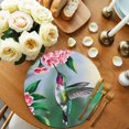 thumbnail image 2 of Green Hummingbird Round 13 Inch Placemats Set of 8, Spring Summer Pink Flower Leaf HeatResistant Non Slip Place Mats for Dining Table, Wipeable Braided Kitchen Table Mats for Housewarming, 2 of 9