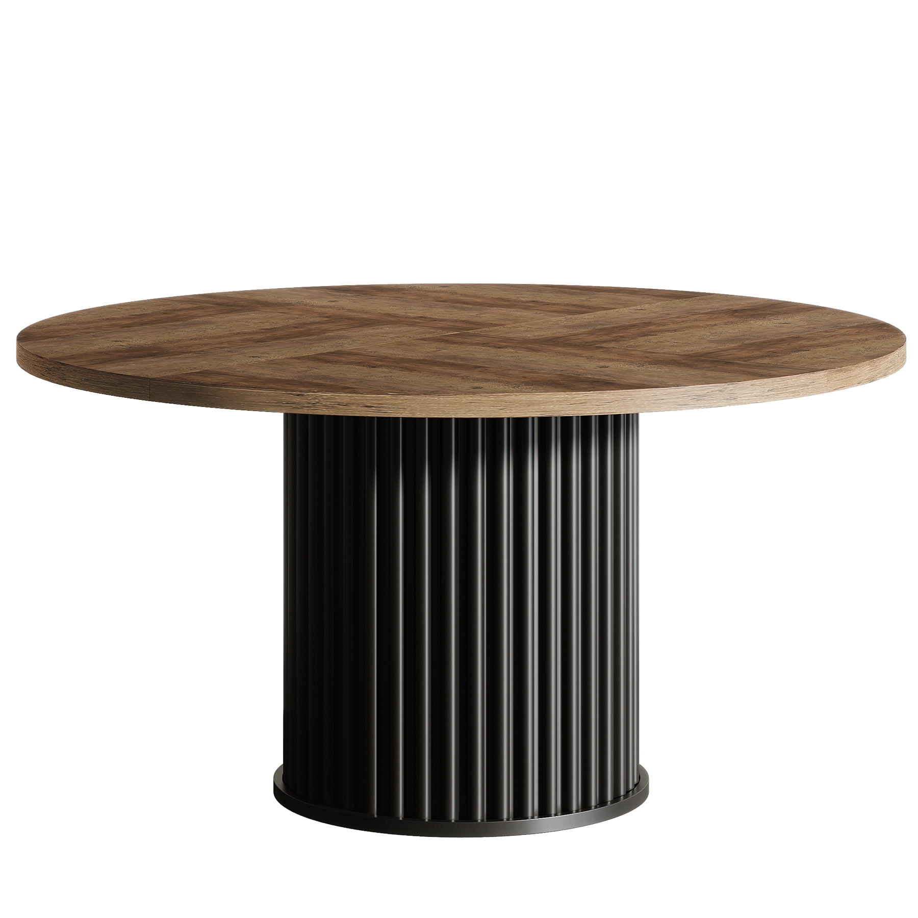 Fnova 47.24" Round Dining Table, Wood Coffee Table for 4 People, Modern Farmhouse Kitchen Table for Dining Room (Chairs Not Included)