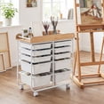 thumbnail image 5 of Costway 10-Drawer Rolling Cart, Art & Craft Storage Cart with Wooden Tabletop&Lockable Wheels Natural + White, 5 of 10