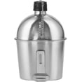 thumbnail image 4 of Kit de cantimplora militar, 2 uds., 1000ml, 600ml, juego de tazas de cantimplora militar de acero inoxidable con bolsa protectora para acampar al aire libre, senderismo y mochilero, 4 of 5