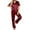 05 Wine Red, variant on Silk Satin Pajamas Set for Women Two-Piece Short Sleeve Shirt with Long Pajama Pant Set Soft Button Down Loungewear Nightwear Pjs Sleepwear for Women