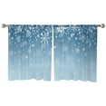 thumbnail image 2 of Blue Ombre Christmas Snowflake Semi Sheer Curtains 45 Inch Length 2 Panels Set, Winter Snowflake Xmas Sheer Kitchen Curtain Privacy Voile Window Curtain for Living Room Bedroom Rod Pocket Drapes, 2 of 7