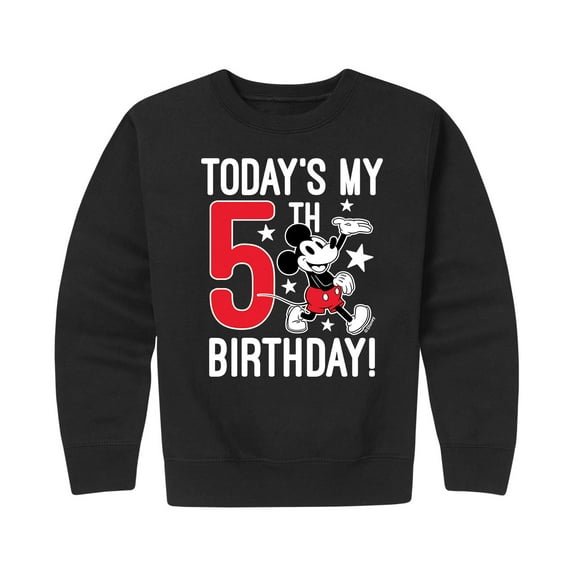 Mickey & Friends - Today's My 5th Birthday - Toddler And Youth Crewneck Fleece Sweatshirt