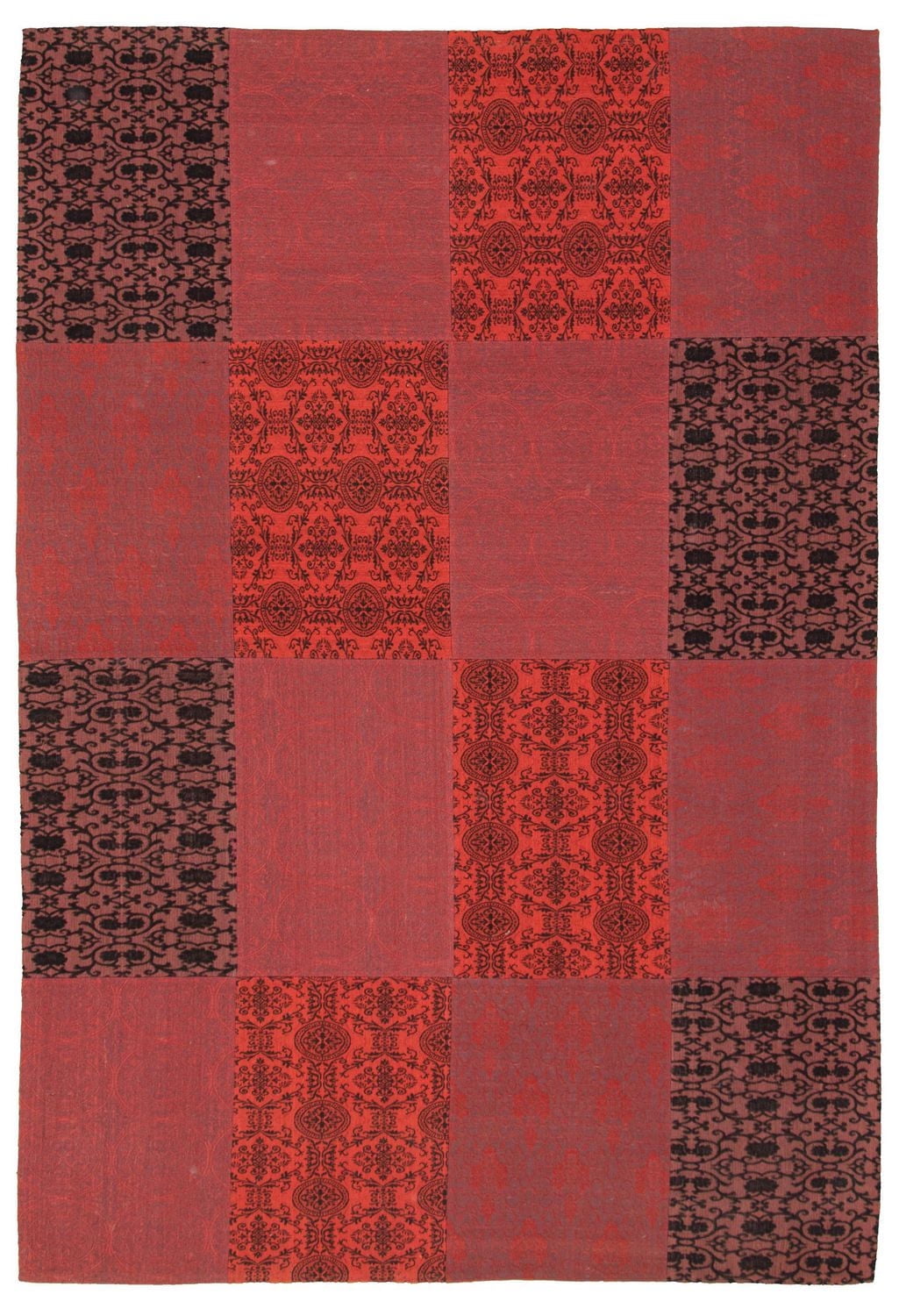 ECARPETGALLERY 6'7" x 9'9" Transitional Collage Handmade Area Rug for Living Room, Dining Room and Bedroom in Red