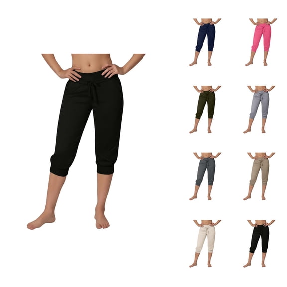 Capri Joggers Womens Lightweight Elastic Waist Cropped Jogging Pants Capri Sweatpants Womens Capris