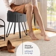 thumbnail image 3 of Hearth & Harbor Round Ottoman with Storage, Luxurious Foot Stool and Chic Vanity Stool with Storage, Elegant Pleated Velvet Grey, 3 of 8