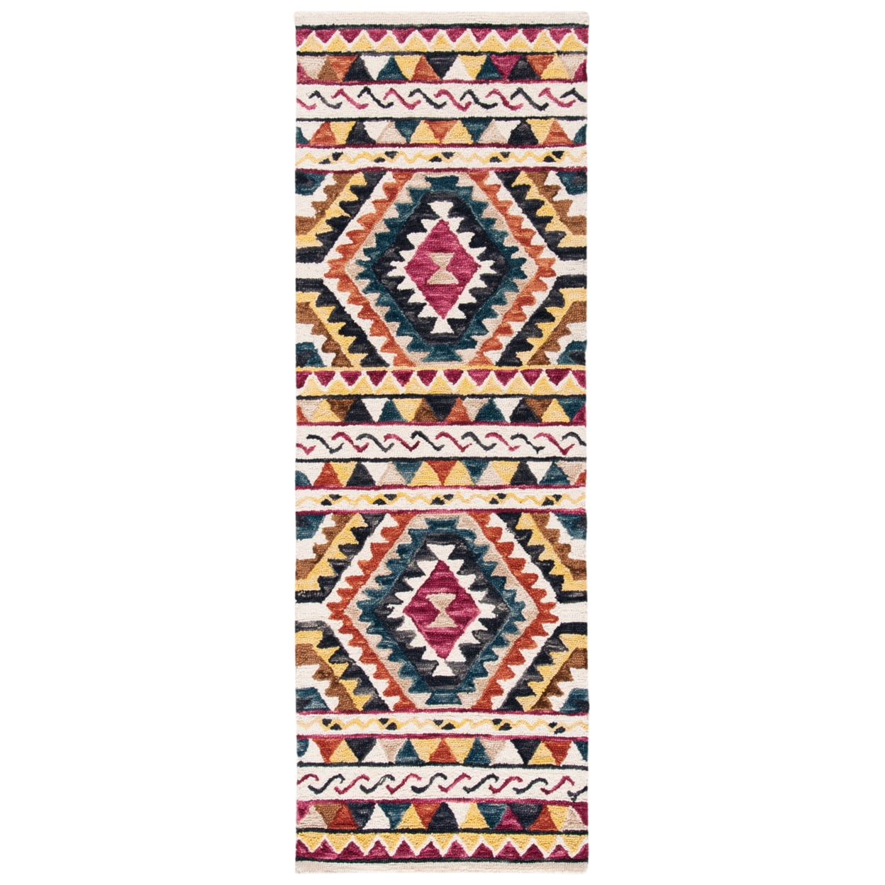 SAFAVIEH Aspen Malvena Geometric Wool Runner Rug, Rust/Ivory, 2'3" x 7'