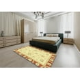 thumbnail image 4 of Ahgly Company Indoor Round Abstract Yellow Oriental Area Rugs, 4' Round, 4 of 6