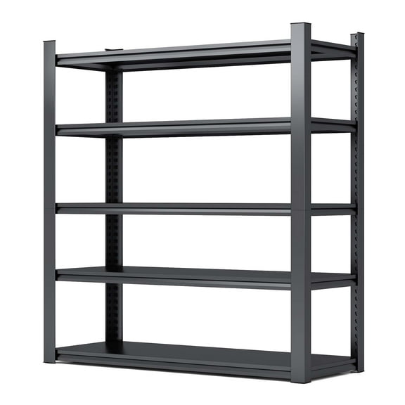 5-Tier Metal Shelving Unit - 72"H x 72"W x Adjustable Depth - 2000 LBS Capacity Heavy Duty Storage Rack