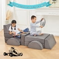 thumbnail image 2 of Modular Kids Play Couch,Kids Couch Building Fort, Kids Couch for Playroom and Bedroom,Toddler Sofa,Toddler Couches That Fold Out,Kids Sofa Couch,Kids Fold Out Couch,Couch for Kids (Grey), 2 of 7