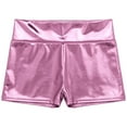 thumbnail image 6 of Haitryli Women Elastic Waistband Shiny Booty Shorts Boy Shorts Hot Pants for Club Rave Pink XL, 6 of 7