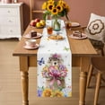 thumbnail image 2 of Spring Groundhog Table Runner 72 Inches, Watercolor Sunflower Botanical Butterfly Bed Runner Dresser Scarves Tabletop for Indoor Outdoor Parties/Ceremony/Banquet, 16" x 72", 2 of 8