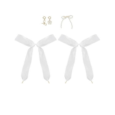 No Boundaries Goldtone Shoe Laces and Charm Set, White, 4 Pieces