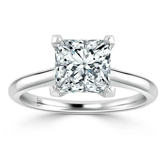 OM-RE Princess Shape FG Diamond Engagement Ring, 2 ct, 14K White Gold