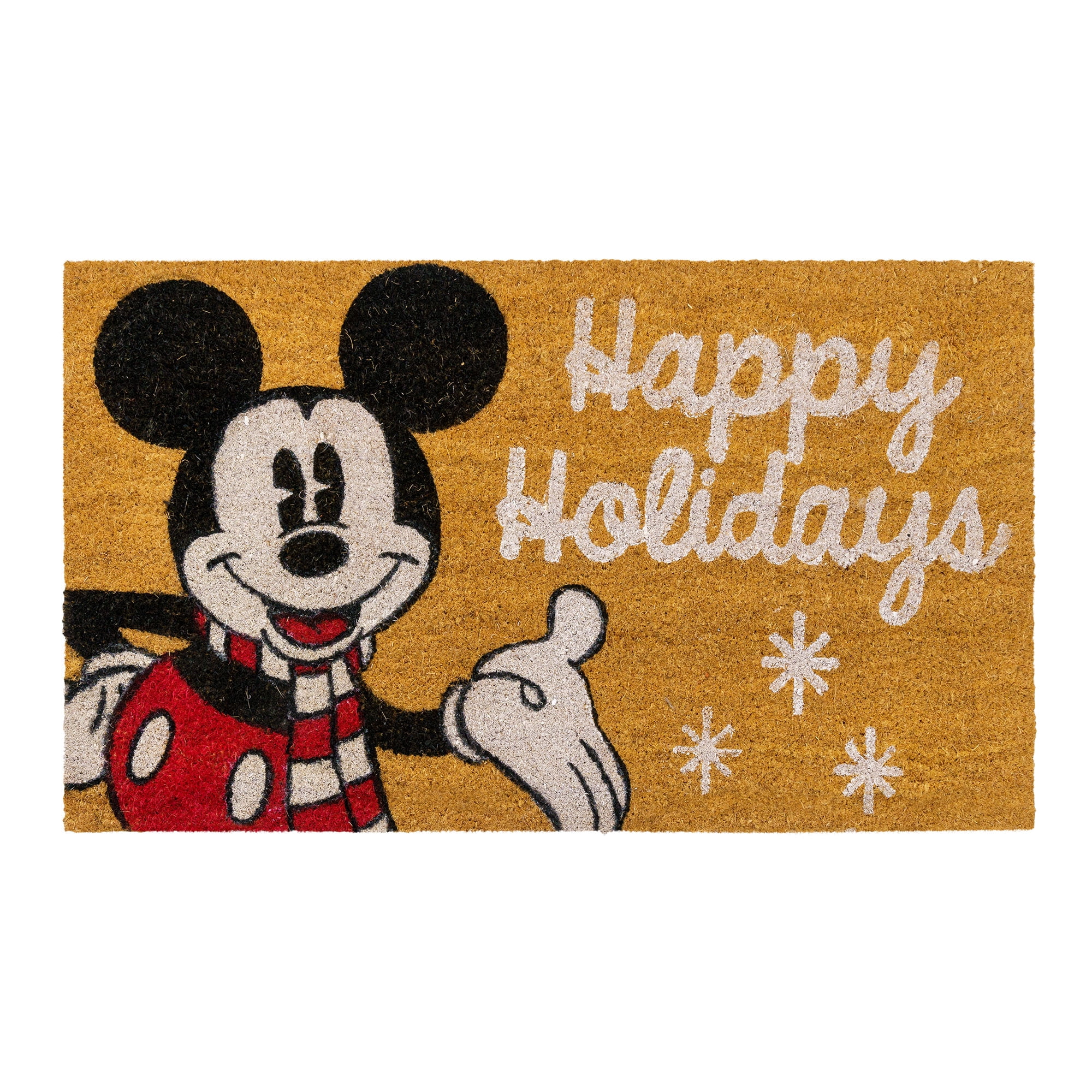 Licensed Disney Mickey Mouse Santa Ho Ho Ho Indoor/Outdoor Christmas Coir Door Mats (20x34), 2 Pack