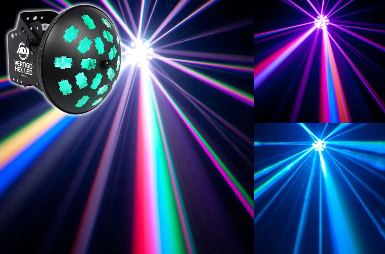 American DJ VERTIGO HEX LED 12 Watt 6-Color Dance Floor Effect Light+Fog Machine
