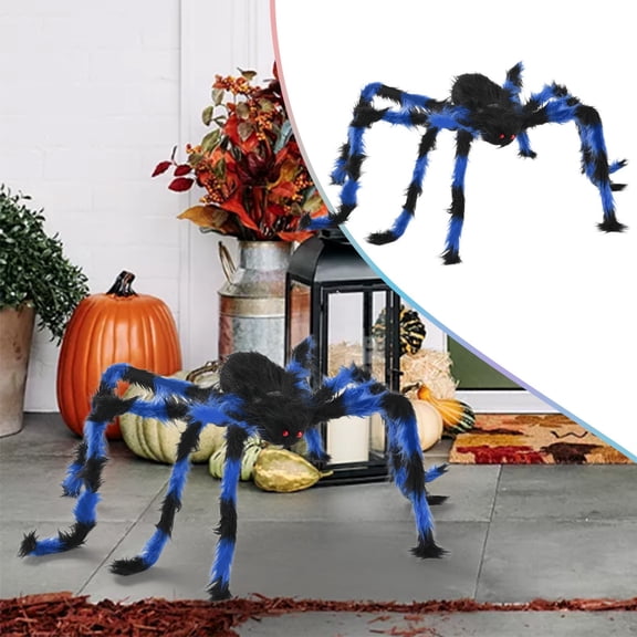 Halloween Decorations, Large Realistic Blue Spider Prop, Lifelike Halloween Decoration for Indoor Outdoor Haunted House, Scary Prank Decor for Yard and Garden