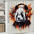 thumbnail image 6 of Orinice Panda Headphones Modern Art Bathroom Decor Set Colorful Luxurious Graphic Print Polyester Fabric Fashion Shower Curtain Set with Hooks 100% Polyester Home Bathtubs Bathroom Decoration 36x72, 6 of 7