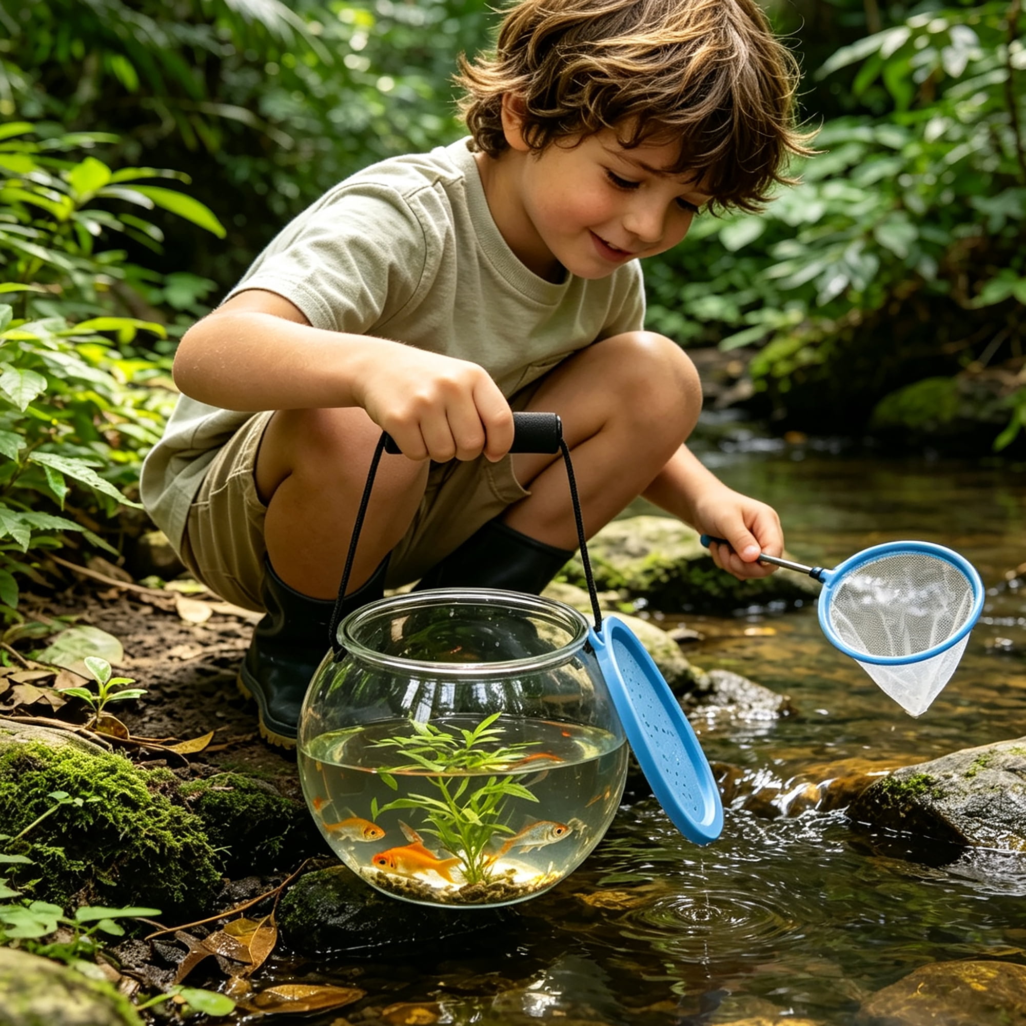 Easy Playhouse: Observation Aquarium - Beach Catch & Release Toy Terrarium, Clear Acrylic Orb, Handle & Lid, Fish & Nature Exploration Play, Kids 3+