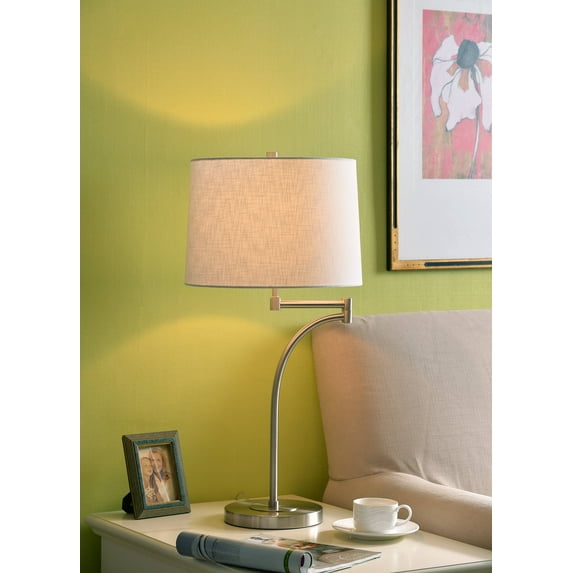 Seven Brushed Steel Swing Arm Table Lamp