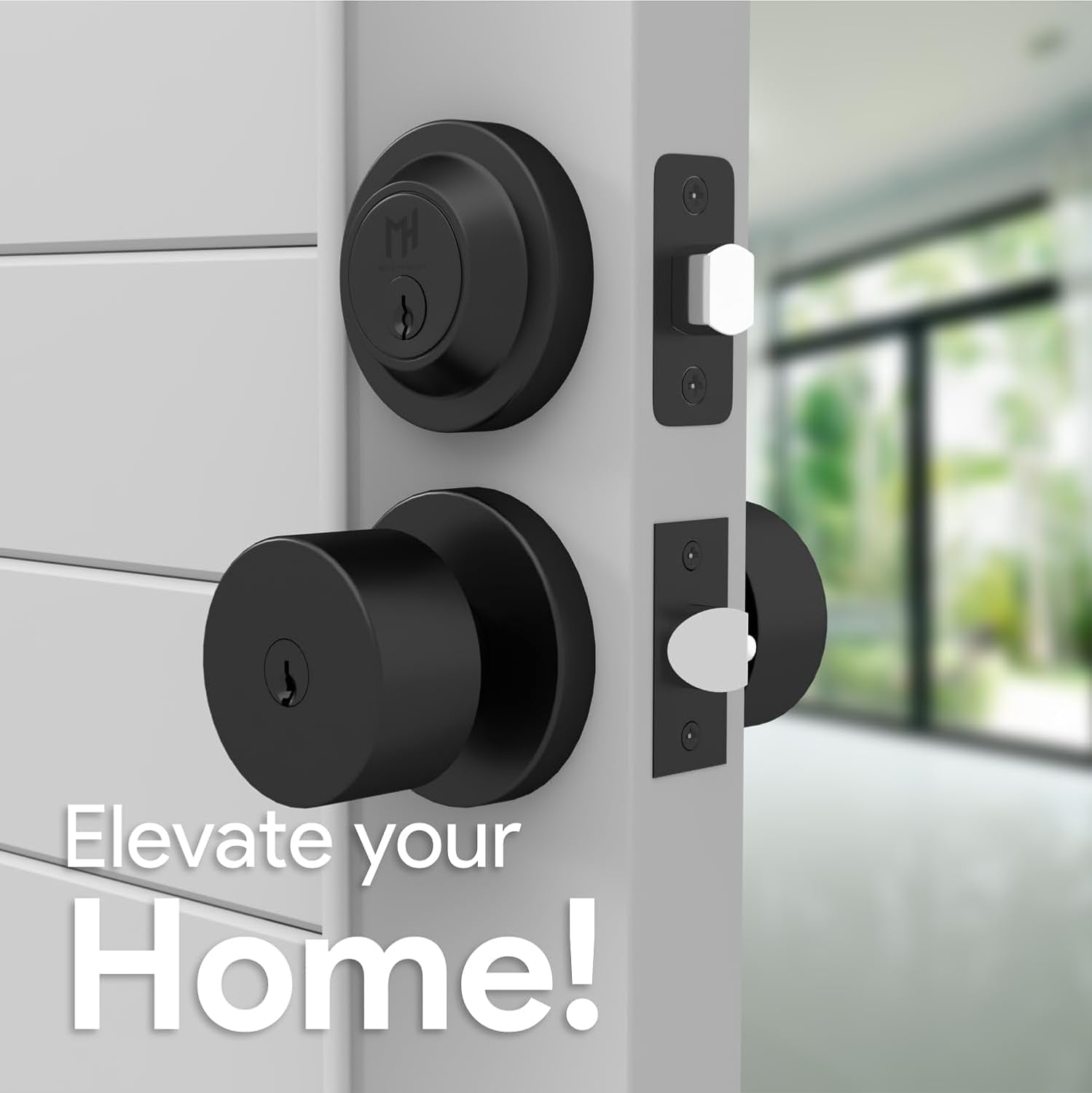 Mega Handles | Buena Door Knob and Deadbolt Combo | Matte Black
