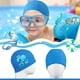 thumbnail image 2 of Gorros de natación para niños de 2 piezas para niños, niños pequeños, niños y niñas, gorro de baño impermeable para niños para cabello largo y corto, dinosaurio, automóvil Feliz Sencillez, 2 of 4