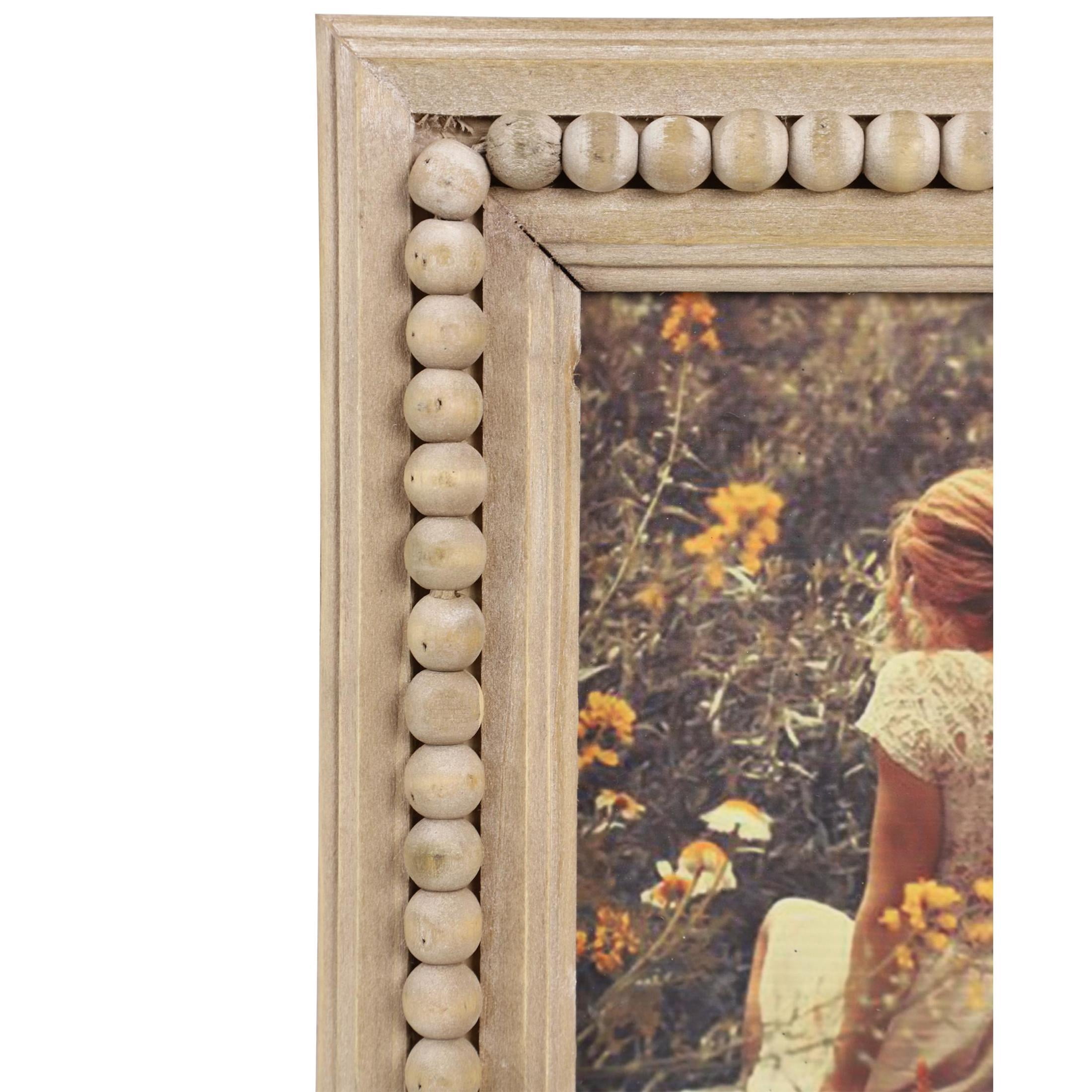 DecMode 6" x 8" Beaded Light Brown Photo Frame