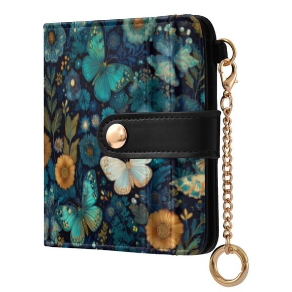 Qxltty Peacock Butterfly Ladies Wallet Rfid Slim Thin Compact Credit Card Women Wallet Zipper Coin Pocket and ID Window for Female Gifts