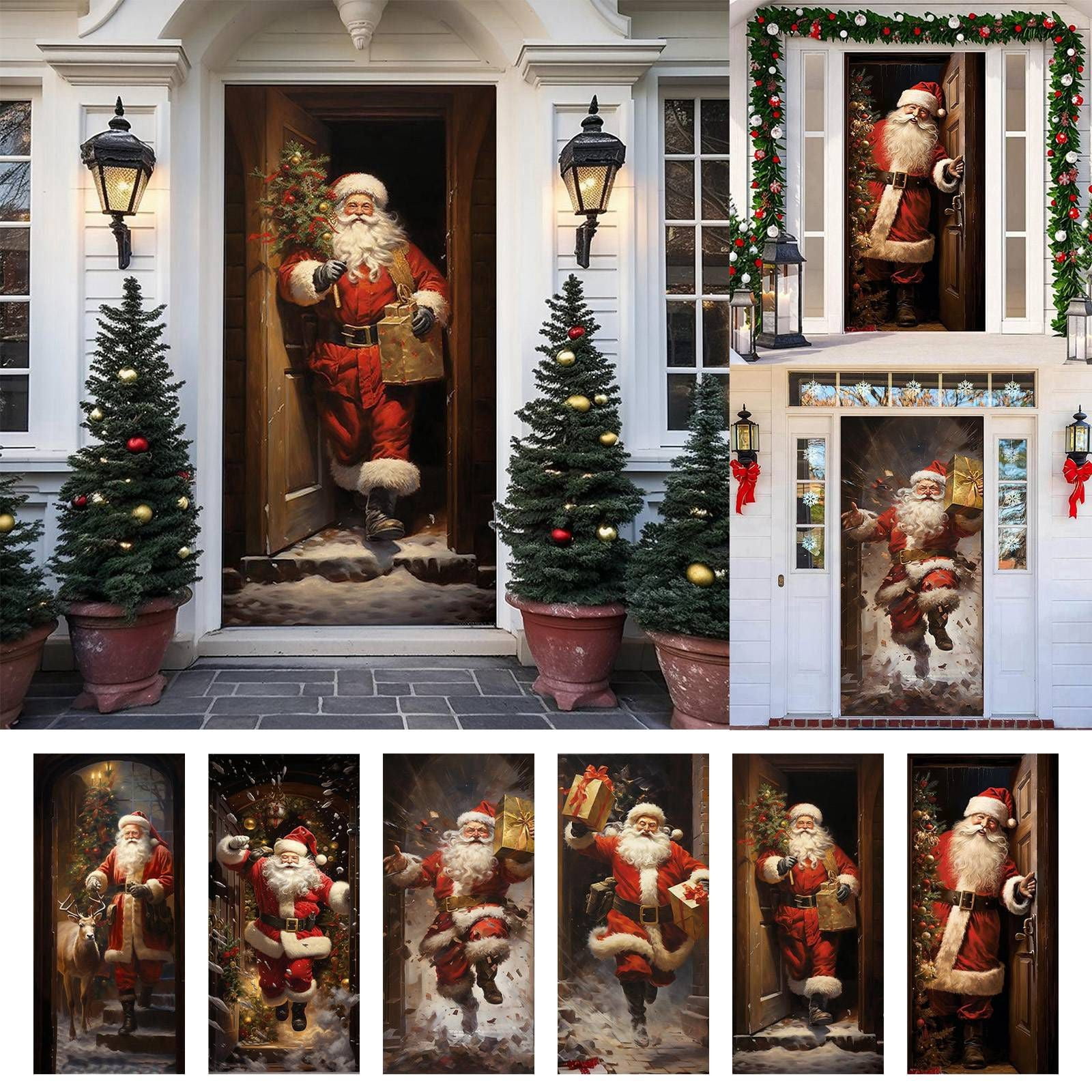 Couverture De Porte De Noël Rideau De Porte Du Père Noël Classique Tenant Un Panneau Du Pôle Nord Banderole D'entrée Vintage De Noël 2025 Pour Fête Et Décoration Extérieure De 2026 ? $22.99