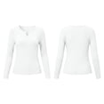 thumbnail image 4 of MYAOYINo Boundaries Womens Everyday Ribbed Long Sleeve Top Split Neck Comfortable Shirt, 4 of 8
