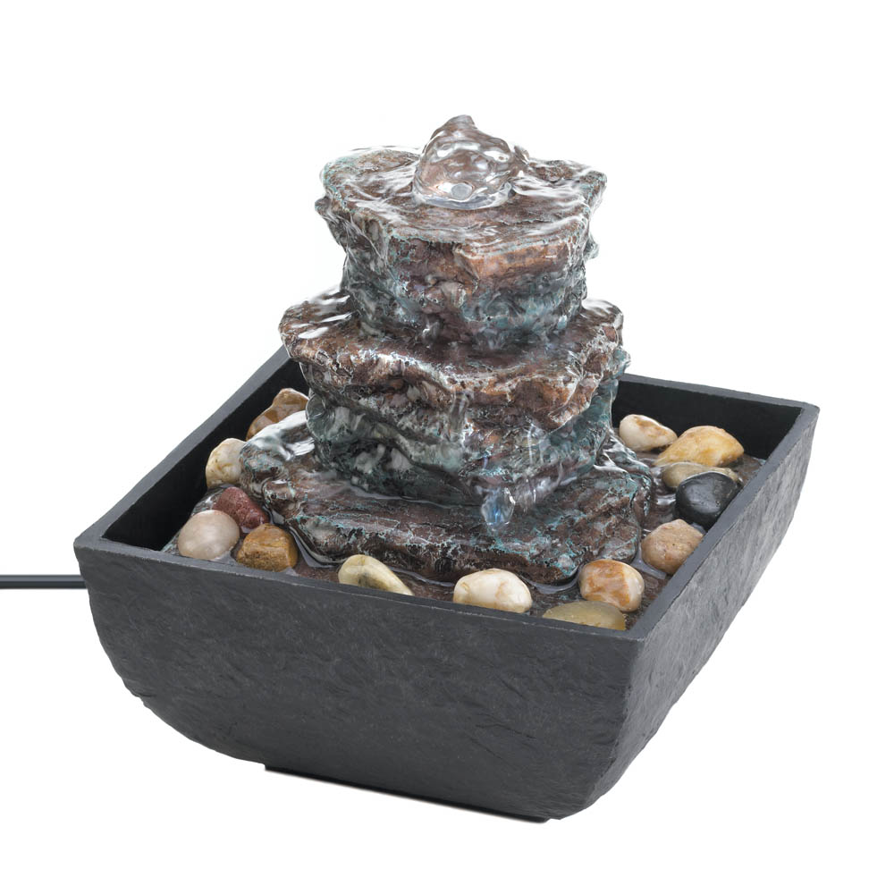 Zen Fountain, Tier Water Fountains Indoor, Made Of Polyresin