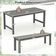 thumbnail image 3 of Gymax 3PCS Dining Table Set w/ 2 BenchesPatio HDPE Weather Resistant Furniture Set Gray, 3 of 9