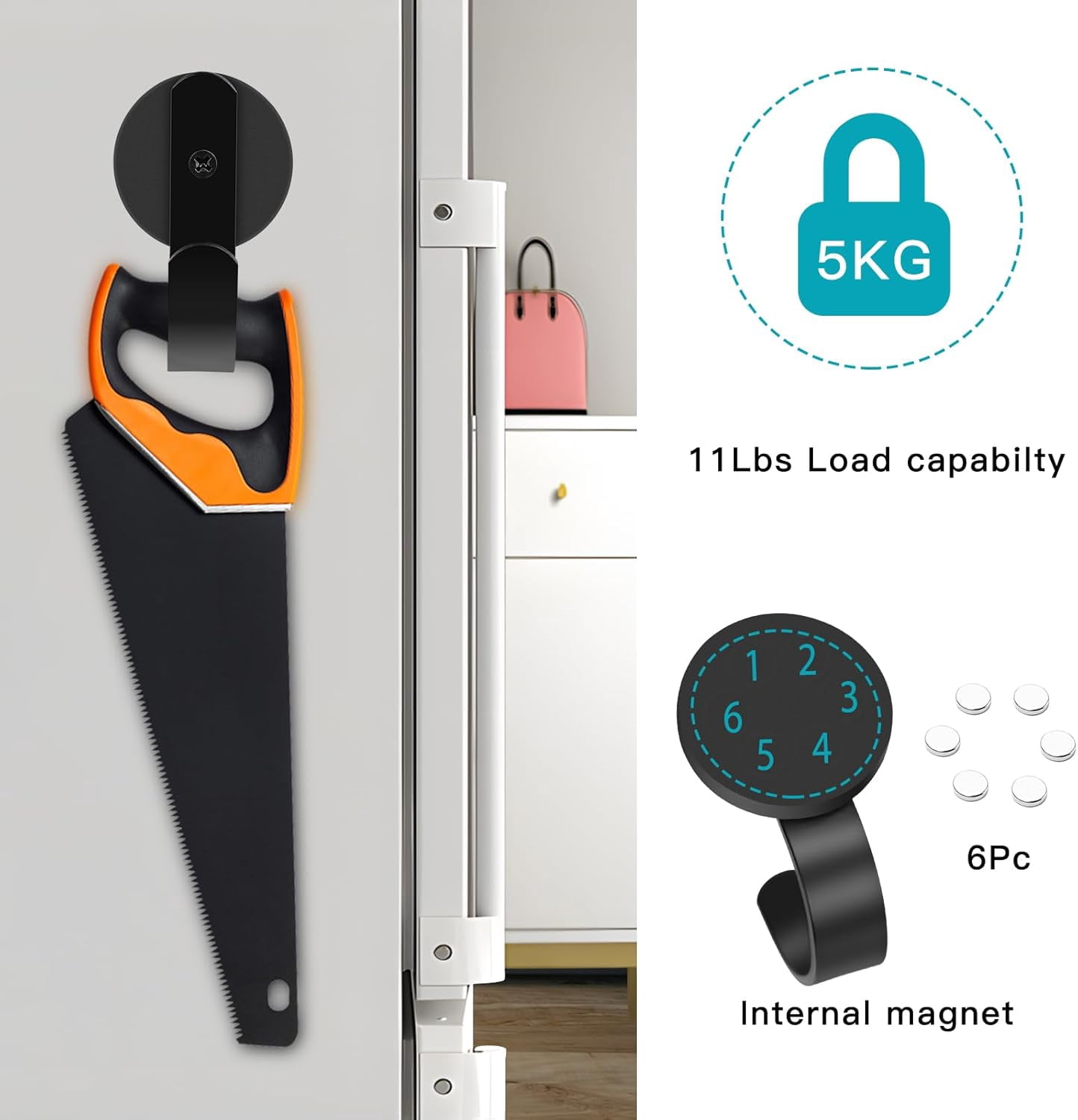 Magnetic Wreath Hanger, 4 Pack Heavy Duty Magnets with Hook for Refrigerator, Christmas Decoration Magnetic Hooks for Metal Front Door, Cruise Hook Hanger for Hanging Cabins Grill Coat Pattern 3