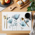 thumbnail image 2 of Spring Blue Tulip Placemats Set of 8 Pastoral Botanical Florals Simple Place Mats Indoor Wipeable Table Mats Washable Cloth Dining Table Placemats for Kitchen Holiday Party Home Decor 13x19 Inch, 2 of 9