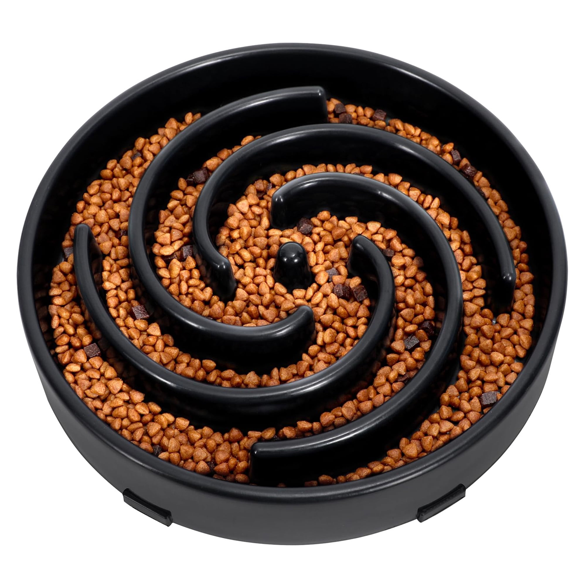 Slow Feeder Dog Bowl for Large and Medium Dogs, Gulping Pet Bowl to Preent Bloat and Choking, Spiral Maze Design for Eating, Non Slip Base with 6 Pads, Easy to Clean Dishwasher Safe, Black