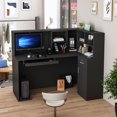 thumbnail image 1 of OXYLIFE Bureau d'Accueil en L avec Tiroir - Noir - 55,9 Pouces pour Bureau/salon, 1 of 5