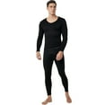 thumbnail image 2 of Fshiont Mens Thermal Underwear Set Fleece Lined Long Johns Base Layer Winter Clothes Top Bottom Elasticity​ Black XL, 2 of 5