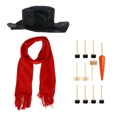 Winter Outdoor Decorating Ideas Snowman Decorating Dressing Kit Winter Holiday Outdoor Toys Decoration Christmas Gift Hat Scarf Pipe Eyes Mouth Button Nose 13pcs Accessories Included ()