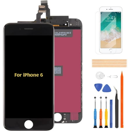 4.7 inch for iPhone 6 Screen Replacement Touch Screen Digitizer A1549 A1586 A1589 LCD Display Full Assembly Repair Kits,with Screen Protector+Tools (Black)