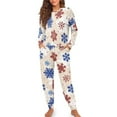thumbnail image 4 of Tutolipy Christmas Pjs Set for Women Snowflake Printed Sleepwear Crewneck Loungewear Long Sleeve Tops Jogger Pants Pajama Sets, S, 4 of 7