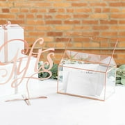 Personalized Glass Wedding Gift Card Holder, Rose Gold