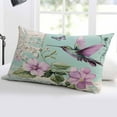 thumbnail image 5 of Teal Purple Bird Floral Throw Pillow Cover 24 x 36 Inch Decorative Pillow Cover Vintage Watercolor Botanical Lumbar Pillowcase Seasonal Rectangle Cushion Case for Couch Sofa Bed Living Room, 5 of 7