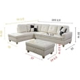 thumbnail image 2 of Lifestyle LS092A Left Facing Sectional Sofa Set - Faux Leather, White - 3 Piece, 2 of 5