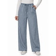 thumbnail image 2 of MOSHU Wide Leg Jeans for Women Elastic Waisted Denim Pants Straight Casual Womens Jean with Side Pockets, 2 of 10