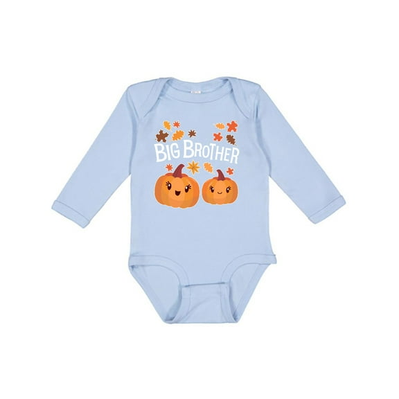 Inktastic Big Brother Pumpkins with Fall Leaves Boys Long Sleeve Baby Bodysuit