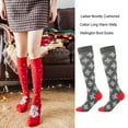 thumbnail image 3 of sweethay 1 par de calcetines de nailon con temática navideña para hombres y mujeres, calcetín cálido transpirable de tubo largo para banquetes, medias Medias Copo de nieve gris sweethay AP012906-05, 3 of 6