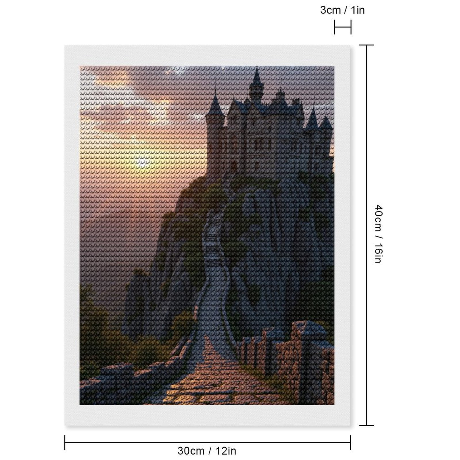 Diamond Art Kits for Adults, Castle Sunset Pathway Stone Steps 5D Diamond Painting Kits for Adults Beginners, DIY Full Drill Diamond Painting, Gem Art and Crafts 12x16